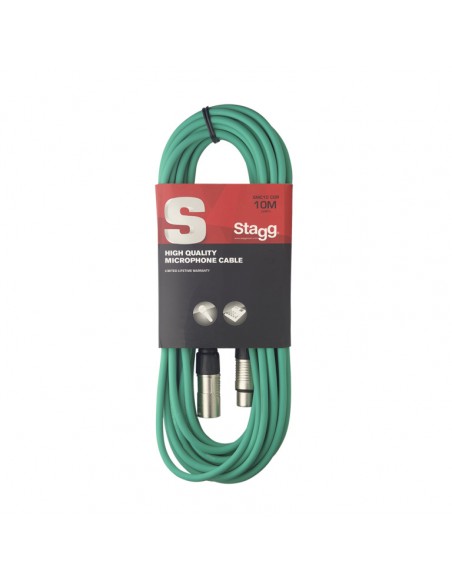 Microphone cable, XLR/XLR (m/f), 10 m (33'), green