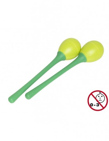 Pair of long handled plastic egg maracas