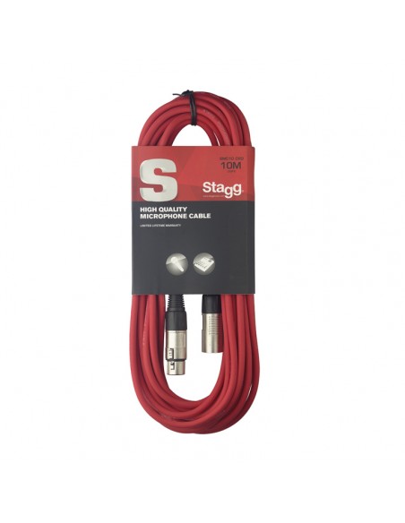 Microphone cable, XLR/XLR (m/f), 10 m (33'), red