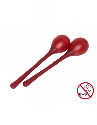 Pair of long handled plastic egg maracas