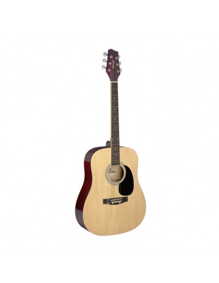 Natural dreadnought acoustic guitar with basswood top
