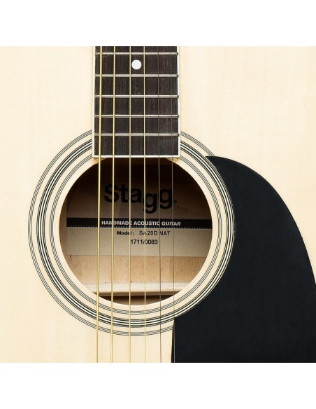Natural dreadnought acoustic guitar with basswood top