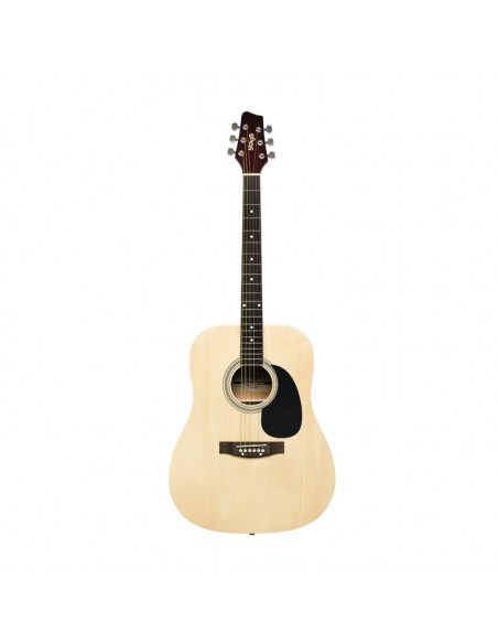 Natural dreadnought acoustic guitar with basswood top