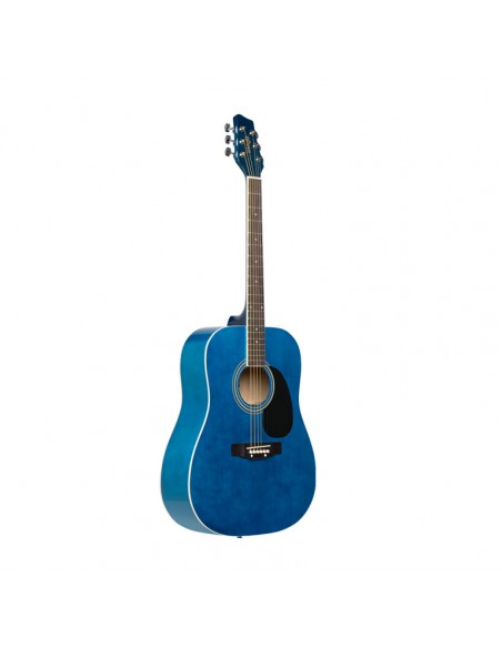Blue dreadnought acoustic guitar with basswood top