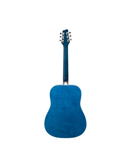 Blue dreadnought acoustic guitar with basswood top