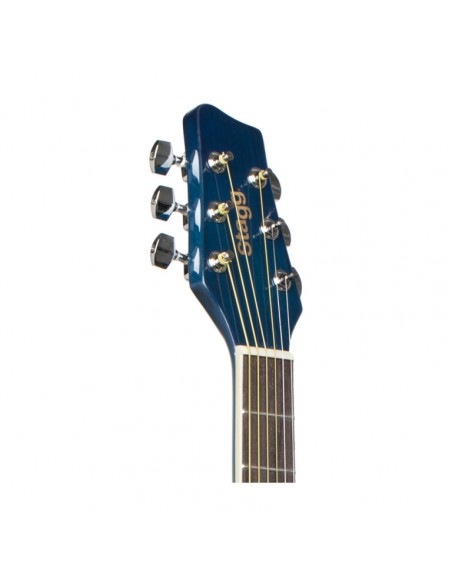 Blue dreadnought acoustic guitar with basswood top