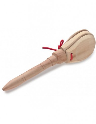 3 wooden castanets, with handle