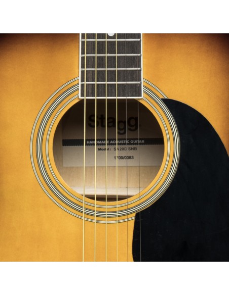 Sunburst dreadnought acoustic guitar with basswood top