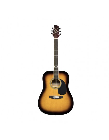Sunburst dreadnought acoustic guitar with basswood top