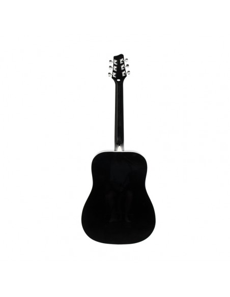 Black dreadnought acoustic guitar with basswood top