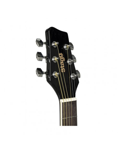 Black dreadnought acoustic guitar with basswood top