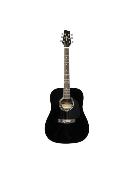 Black dreadnought acoustic guitar with basswood top