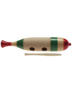 Small wooden güiro in fish...
