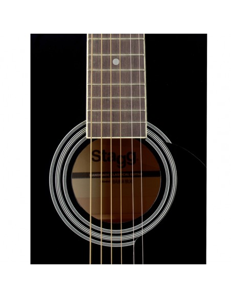 4/4 black auditorium acoustic guitar with basswood top
