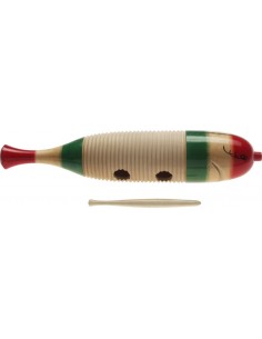 Large wooden güiro in fish...