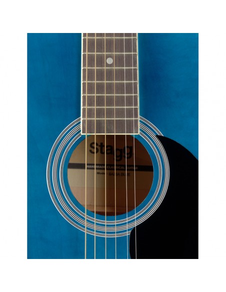 4/4 blue auditorium acoustic guitar with basswood top
