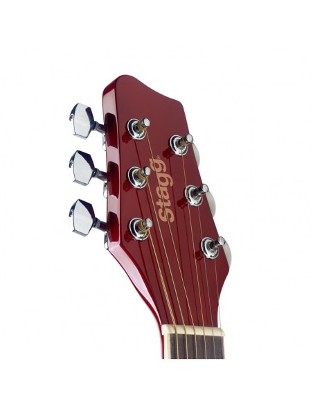 4/4 red auditorium acoustic guitar with basswood top