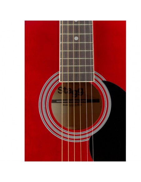 4/4 red auditorium acoustic guitar with basswood top