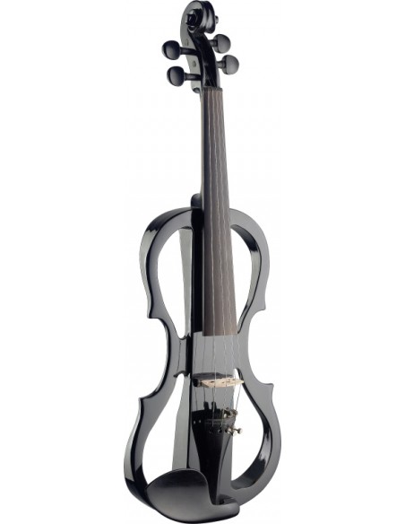 4/4 electric violin set with black electric violin, soft case and headphones