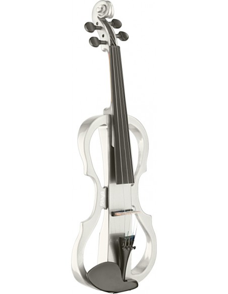4/4 electric violin set with white electric violin, soft case and headphones