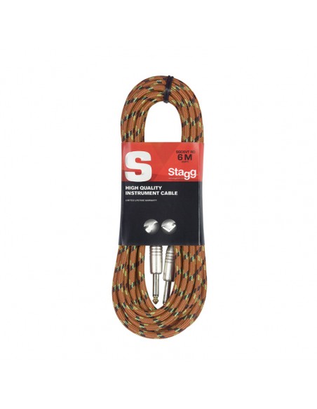 Instrument cable, jack/jack (m/m), 6 m (20"), orange, vintage tweed style, S-series