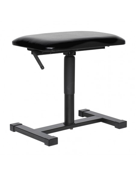 Satin black hydraulic keyboard bench with satin black vinyl top and central leg