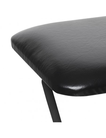 Satin black hydraulic keyboard bench with satin black vinyl top and central leg