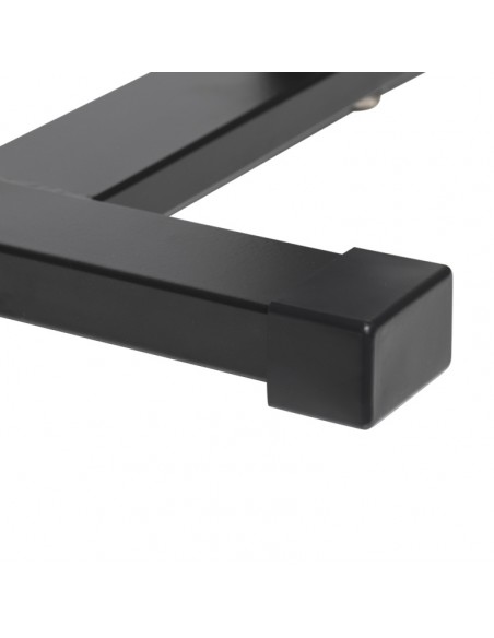 Satin black hydraulic keyboard bench with satin black vinyl top and central leg