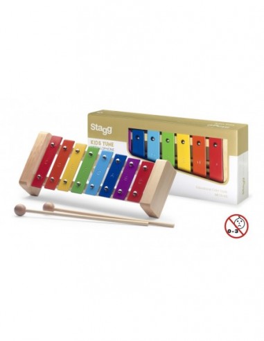 Metallophone with 8 colour-coded keys