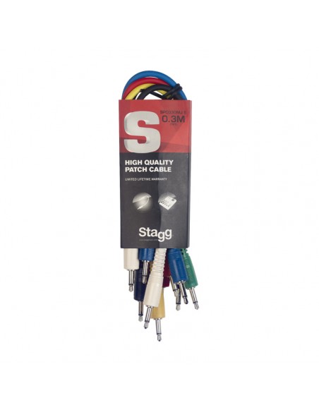 Patch cable, 6 x mini jack/mini jack (m/m), 30 cm (1')