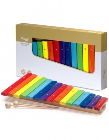 Xylophone with 15 colour-coded keys...