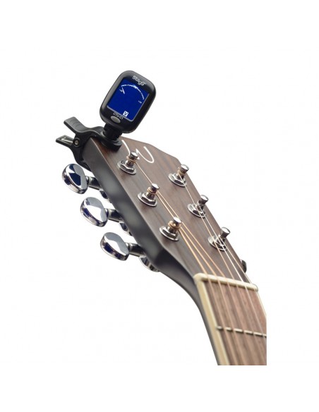 Black automatic chromatic clip-on tuner