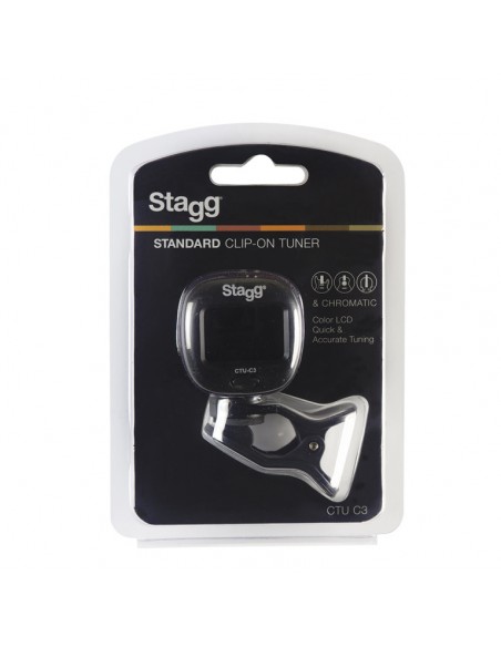 Black automatic chromatic clip-on tuner