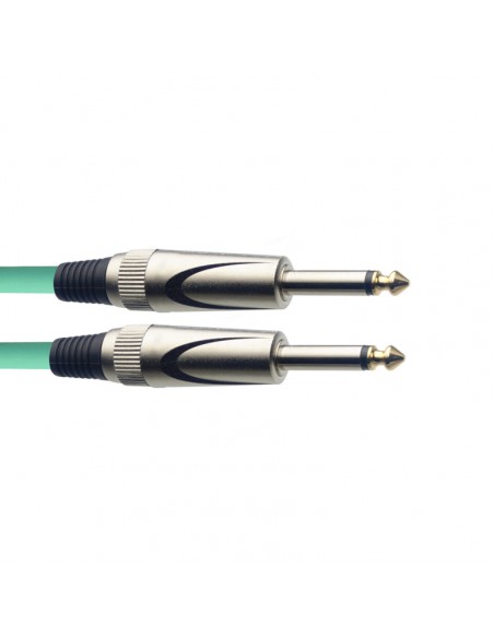 Instrument cable, jack/jack (m/m), 3 m (10"), heavy-duty connectors, green, S-series