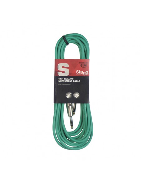 Instrument cable, jack/jack (m/m), 6 m (20"), heavy-duty connectors, green, S-series