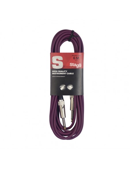 Instrument cable, jack/jack (m/m), 6 m (20"), heavy-duty connectors, purple, S-series