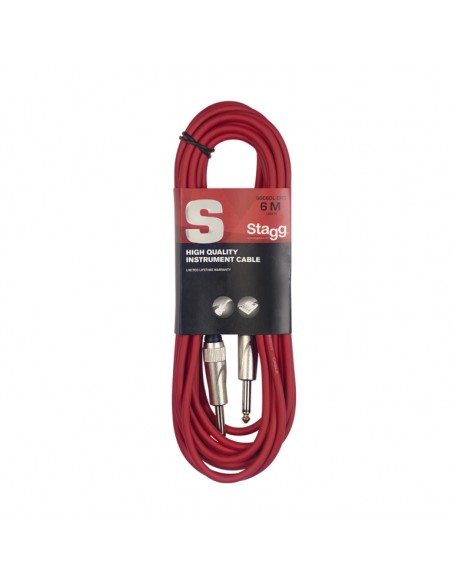Instrument cable, jack/jack (m/m), 6 m (20"), heavy-duty connectors, red, S-series