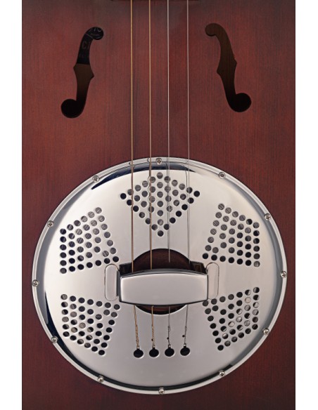 Acoustic Cigar Box Guitar with 4 strings, resonator, spruce top, Cask series