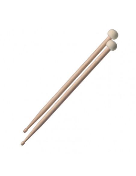 Pair of maple Combo-Tip drumsticks with 5A wooden tip and 30 mm round felt head