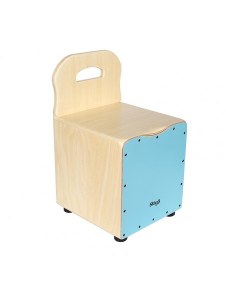 Basswood kid's cajón with EasyGo backrest, blue front board