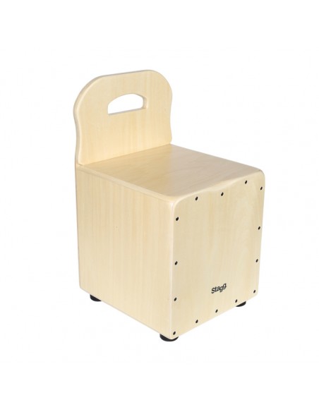 Basswood kid's cajón with EasyGo backrest, natural-coloured front board