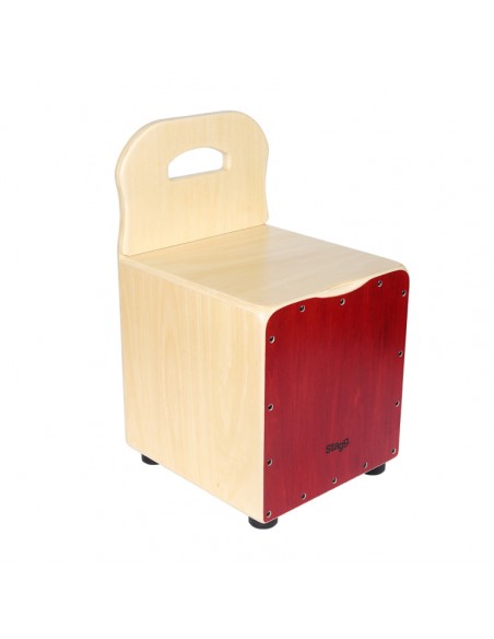 Basswood kid's cajón with EasyGo backrest, red front board