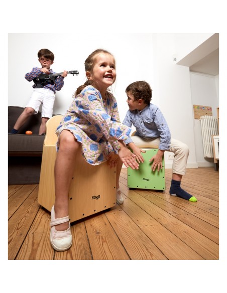 Basswood kid's cajón with EasyGo backrest, red front board