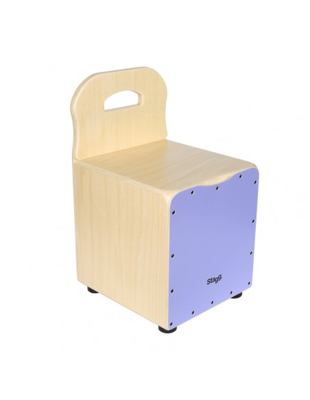 Basswood kid's cajón with EasyGo backrest, purple front board