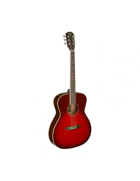 Transparent redburst acoustic auditorium guitar with solid spruce top, Bessie series