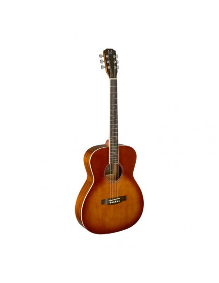 Dark cherryburst acoustic auditorium guitar with solid spruce top, Bessie series