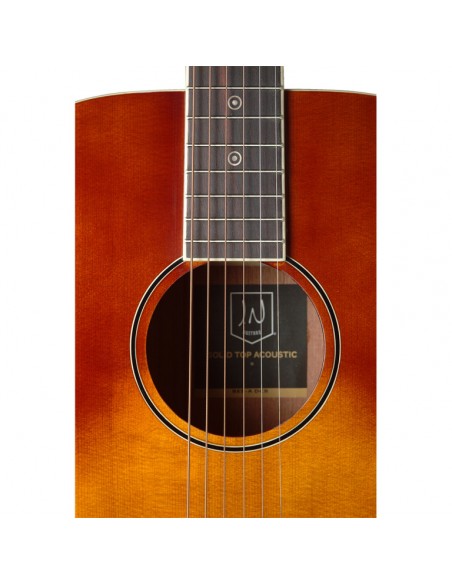 Dark cherryburst acoustic auditorium guitar with solid spruce top, Bessie series