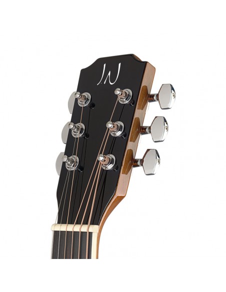 Dark cherryburst acoustic auditorium guitar with solid spruce top, left-handed, Bessie series