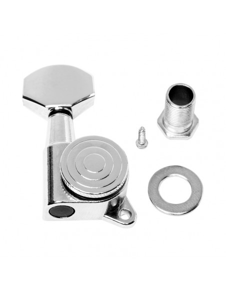 Deluxe machine heads 6 x 1, with locking system, for electric guitar, chrome finish