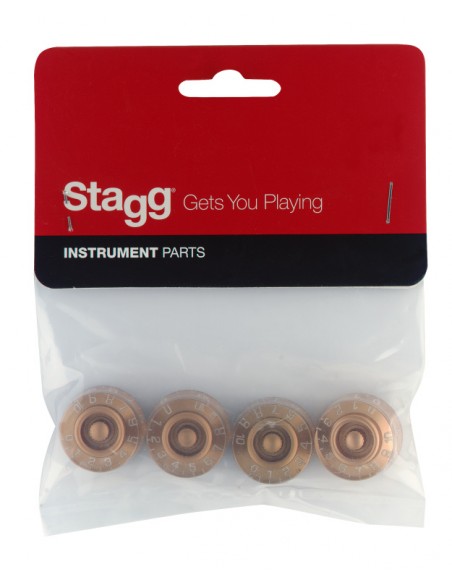 Volume (x 2) and tone (x 2) knobs for P type electric guitar, Gold Hat type